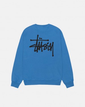 Stussy Basic Stussy Crew Pigment Dyed - Unisex Hoodies Blauw | FNLHY89297