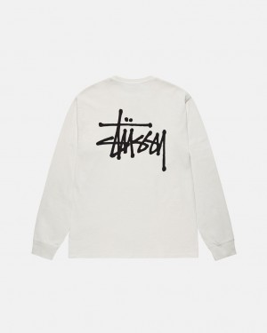 Stussy Basic Stussy LS Tee Pigment Dyed - Unisex Longsleeve Beige | ZNLNQ85602