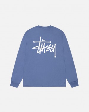 Stussy Basic Stussy Ls Tee - Mens Long Sleeve T-Shirt Blauw | GNLUC14580