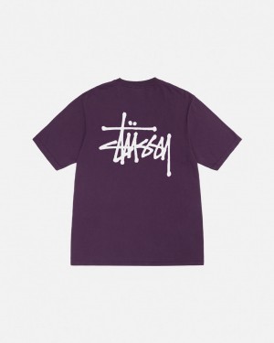 Stussy Basic Stussy Tee Pigment Dyed - Unisex Shortsleeve Paars | LNLTR42908