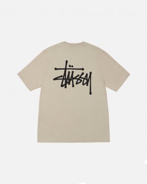 Stussy Basic Stussy Tee - Mens Kort Sleeve T-Shirt Khaki | TNLPQ26399