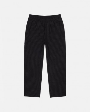 Stussy Beach Pant Wol Stripe - Unisex Pants Zwart | NLEAH87342