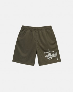 Stussy Big Basic Mesh Kort - Men&s Shorts Trunks Olijfgroen | FNLHY30772