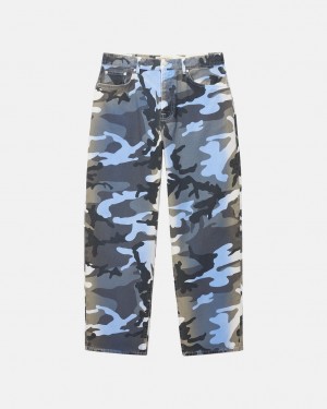 Stussy Big Ol& Jean Spray Dye Canvas - Unisex Denim Blauw Camo | XNLBH95885