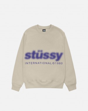 Stussy Blur Crew - Unisex Hoodies Khaki | LNLSX59459