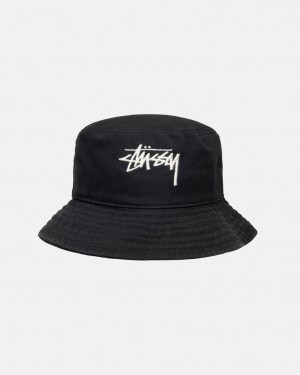 Stussy Bucket Hat Big Stock - Unisex Zwart | NLJBT25397