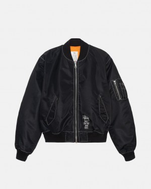 Stussy Built Reversible Bomber Jacket - Unisex Jackets Zwart | DNLKV96906