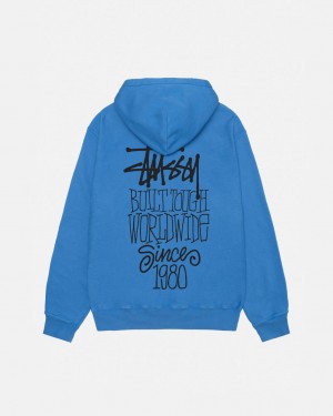 Stussy Built Tough Hoodie Pigment Dyed - Unisex Hoodies Blauw | ZNLMJ54173