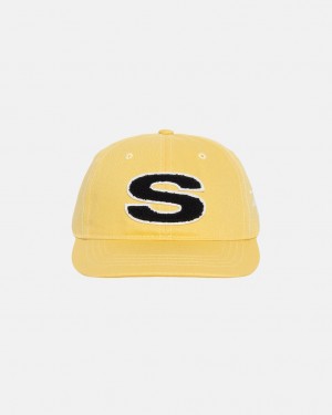 Stussy Chenille S Low Pro Cap - Unisex Mosterdgeel | TNLPQ37535