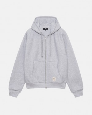 Stussy Double Face Label Zip Hoodie - Unisex Hoodies Grijs | XNLBH37008