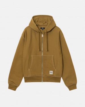 Stussy Double Face Label Zip Hoodie - Unisex Hoodies Olijfgroen | LNLSX78059