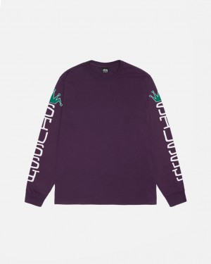 Stussy Jumbo LS Tee Pigment Dyed - Unisex Longsleeve Paars | QNLWA48634