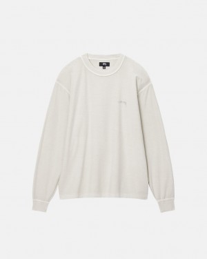 Stussy Lazy LS Tee - Unisex Longsleeve T-Shirts Beige | DNLVO17761