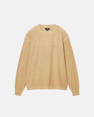 Stussy Lazy LS Tee - Unisex Longsleeve T-Shirts Goud | NLCVG49533