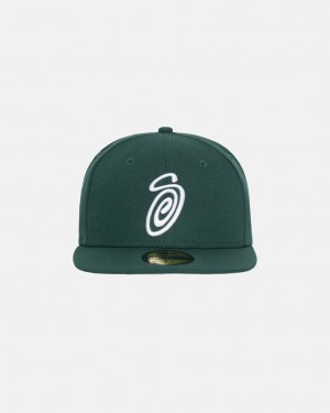 Stussy New Era 59Fifty Curly S - Unisex Groen | ZNLMJ60597