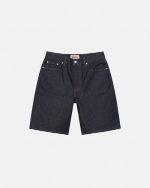 Stussy Raw Denim Big Ol& Shorts - Men&s Shorts Trunks Zwart | NLEGJ88891