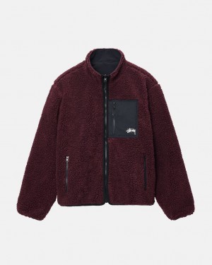 Stussy Sherpa Reversible Jacket - Unisex Jackets Bordeaux | MNLHR24470