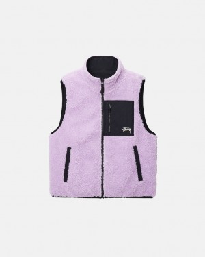 Stussy Sherpa Reversible Vest - Unisex Jackets Lavendel | QNLUV24904