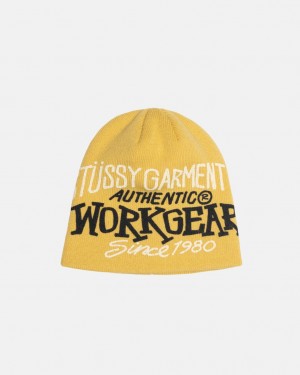 Stussy Skullcap Workgear Print - Unisex Mosterdgeel | TNLPQ85913