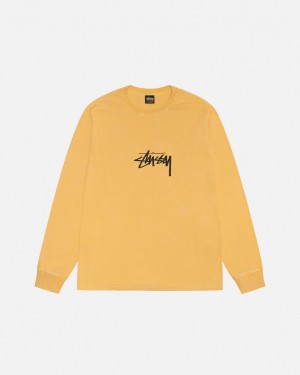 Stussy Small Stock LS Tee Pigment Dyed - Unisex Longsleeve Oranje | BNLSO16631