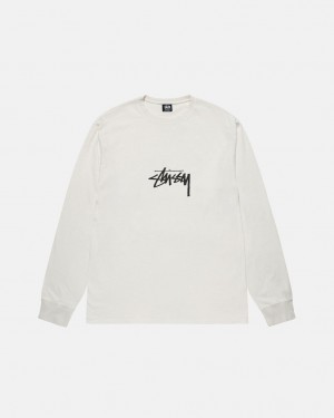 Stussy Small Stock LS Tee Pigment Dyed - Unisex Longsleeve Beige | NLJVR82372