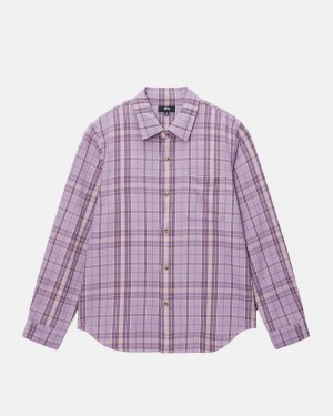 Stussy Stones Plaid Shirt - Unisex Tops Lavendel | NLCIF40987