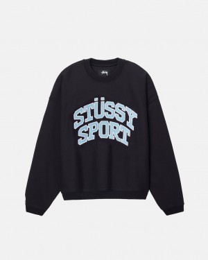 Stussy Stüssy Sport Relaxed Oversized Crew - Unisex Hoodies Zwart | XNLGW60691