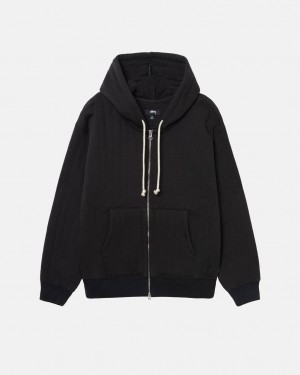 Stussy Vertical Gewatteerd Zip Hoodie - Unisex Hoodies Zwart | LNLTR49080