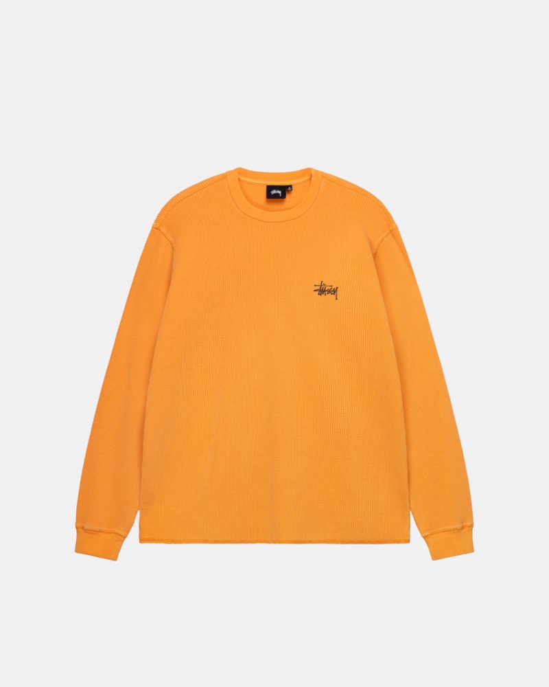 Stussy Basic Stock Ls Thermal - Mens Long Sleeve Knit Abrikoos | NLEGJ68424