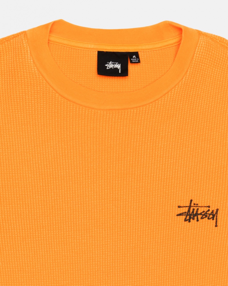 Stussy Basic Stock Ls Thermal - Mens Long Sleeve Knit Abrikoos | NLEGJ68424