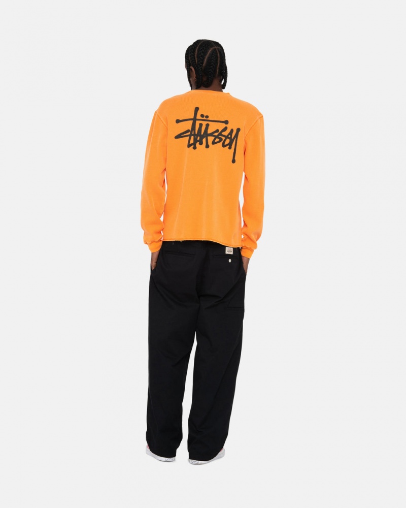 Stussy Basic Stock Ls Thermal - Mens Long Sleeve Knit Abrikoos | NLEGJ68424