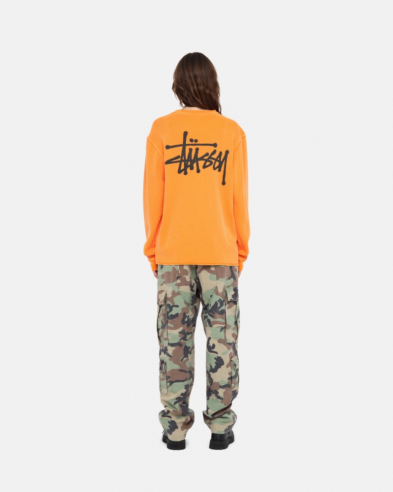 Stussy Basic Stock Ls Thermal - Mens Long Sleeve Knit Abrikoos | NLEGJ68424