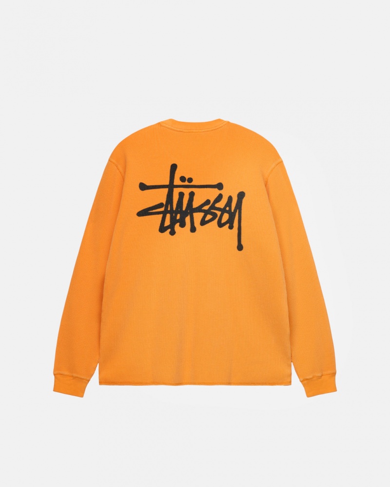 Stussy Basic Stock Ls Thermal - Mens Long Sleeve Knit Abrikoos | NLEGJ68424