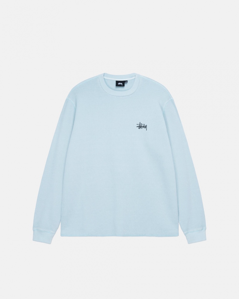 Stussy Basic Stock Ls Thermal - Mens Long Sleeve Knit Lichtblauw | UNLND99658