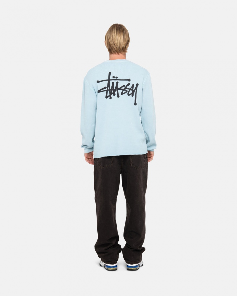 Stussy Basic Stock Ls Thermal - Mens Long Sleeve Knit Lichtblauw | UNLND99658