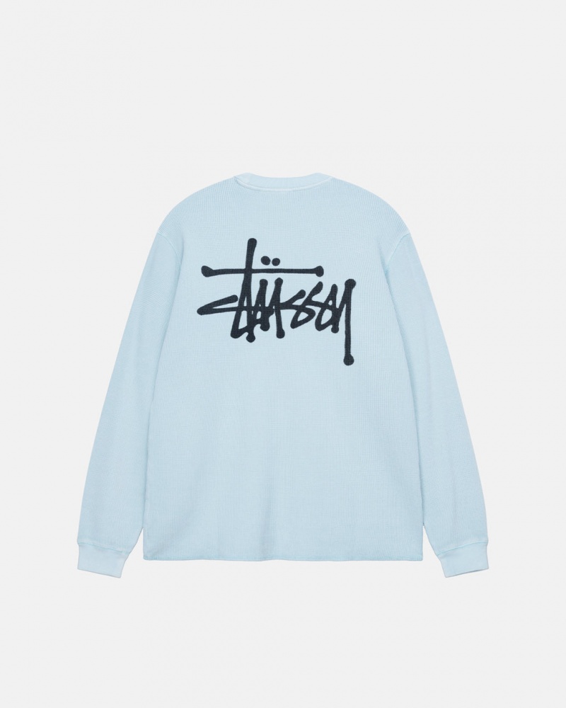 Stussy Basic Stock Ls Thermal - Mens Long Sleeve Knit Lichtblauw | UNLND99658