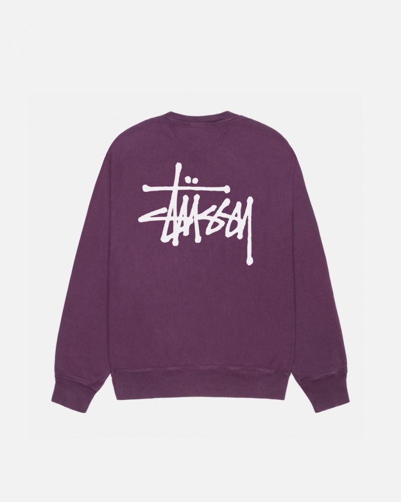 Stussy Basic Stussy Crew Pigment Dyed - Unisex Hoodies Paars | UNLND35173