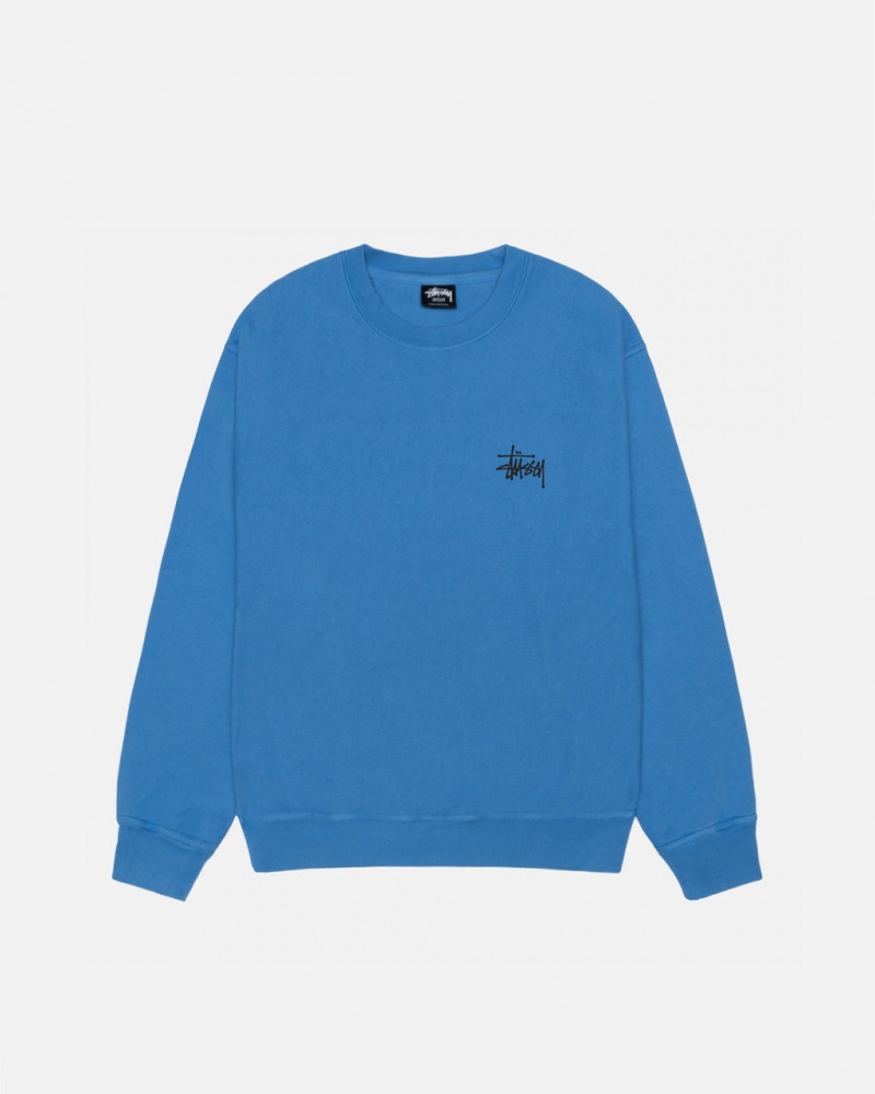 Stussy Basic Stussy Crew Pigment Dyed - Unisex Hoodies Blauw | FNLHY89297