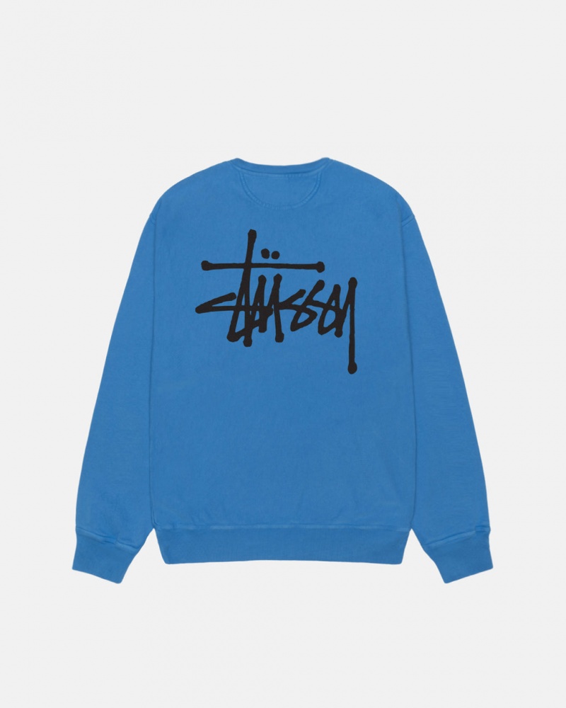 Stussy Basic Stussy Crew Pigment Dyed - Unisex Hoodies Blauw | FNLHY89297