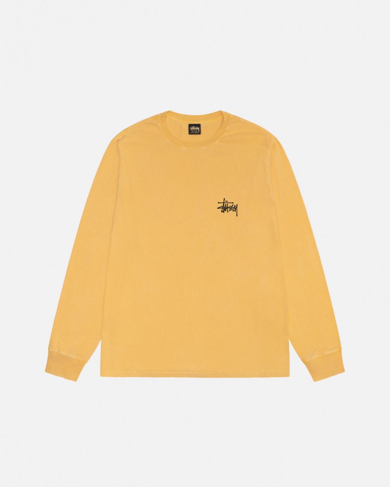 Stussy Basic Stussy LS Tee Pigment Dyed - Unisex Longsleeve Oranje | XNLGW52919