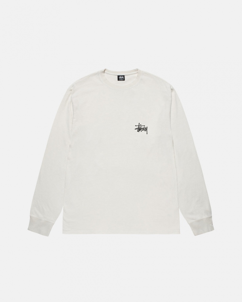 Stussy Basic Stussy LS Tee Pigment Dyed - Unisex Longsleeve Beige | ZNLNQ85602