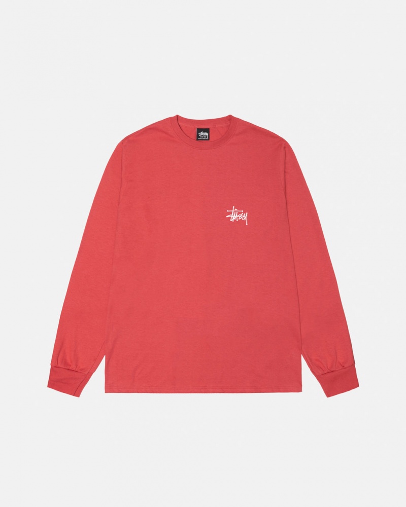 Stussy Basic Stussy LS Tee - Unisex Longsleeve Rood | DNLKV91799