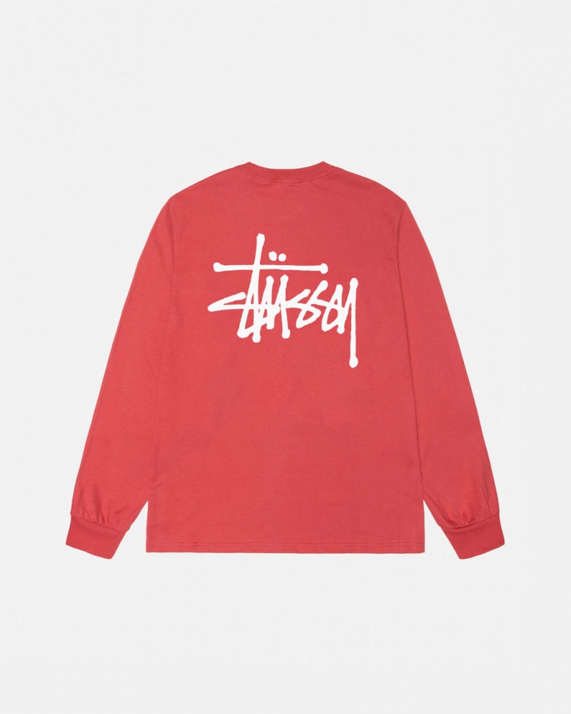 Stussy Basic Stussy LS Tee - Unisex Longsleeve Rood | DNLKV91799