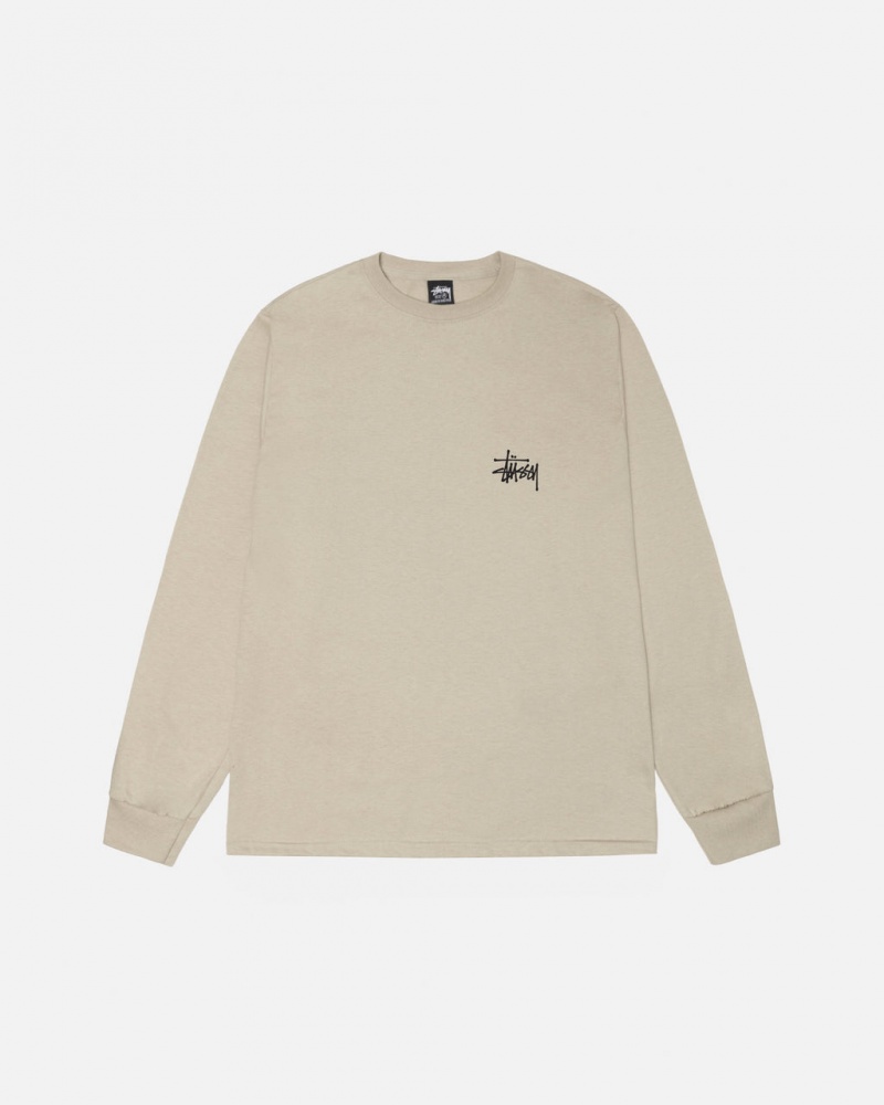 Stussy Basic Stussy Ls Tee - Mens Long Sleeve T-Shirt Khaki | NLEAH22014