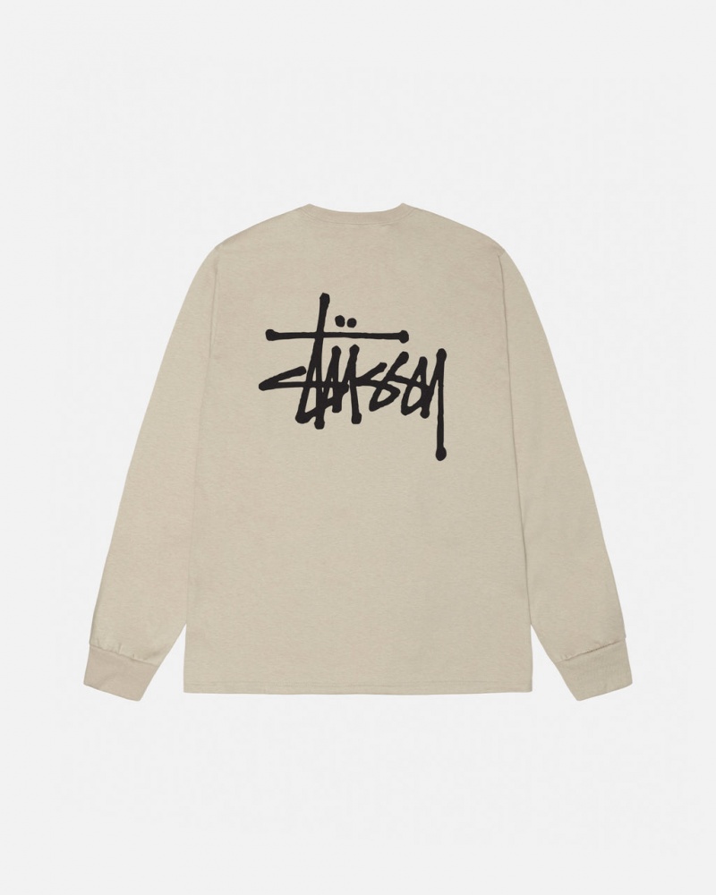 Stussy Basic Stussy Ls Tee - Mens Long Sleeve T-Shirt Khaki | NLEAH22014