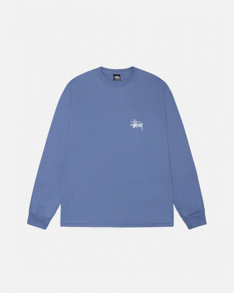 Stussy Basic Stussy Ls Tee - Mens Long Sleeve T-Shirt Blauw | GNLUC14580