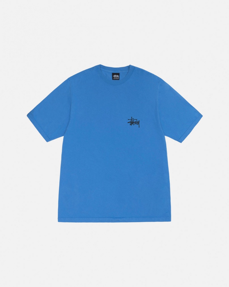 Stussy Basic Stussy Tee Pigment Dyed - Unisex Shortsleeve Blauw | NLQCS48424