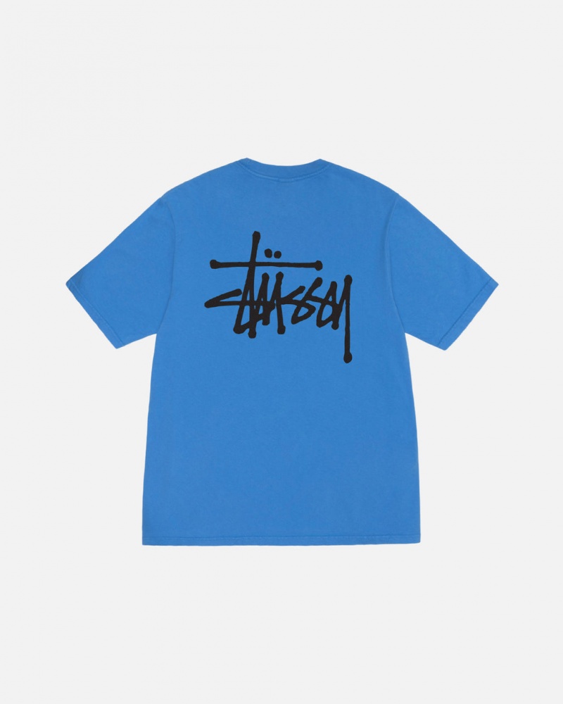 Stussy Basic Stussy Tee Pigment Dyed - Unisex Shortsleeve Blauw | NLQCS48424