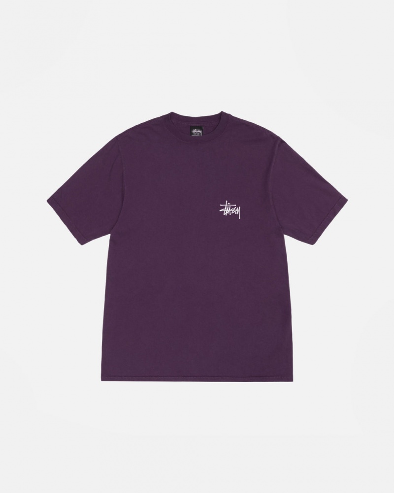 Stussy Basic Stussy Tee Pigment Dyed - Unisex Shortsleeve Paars | LNLTR42908