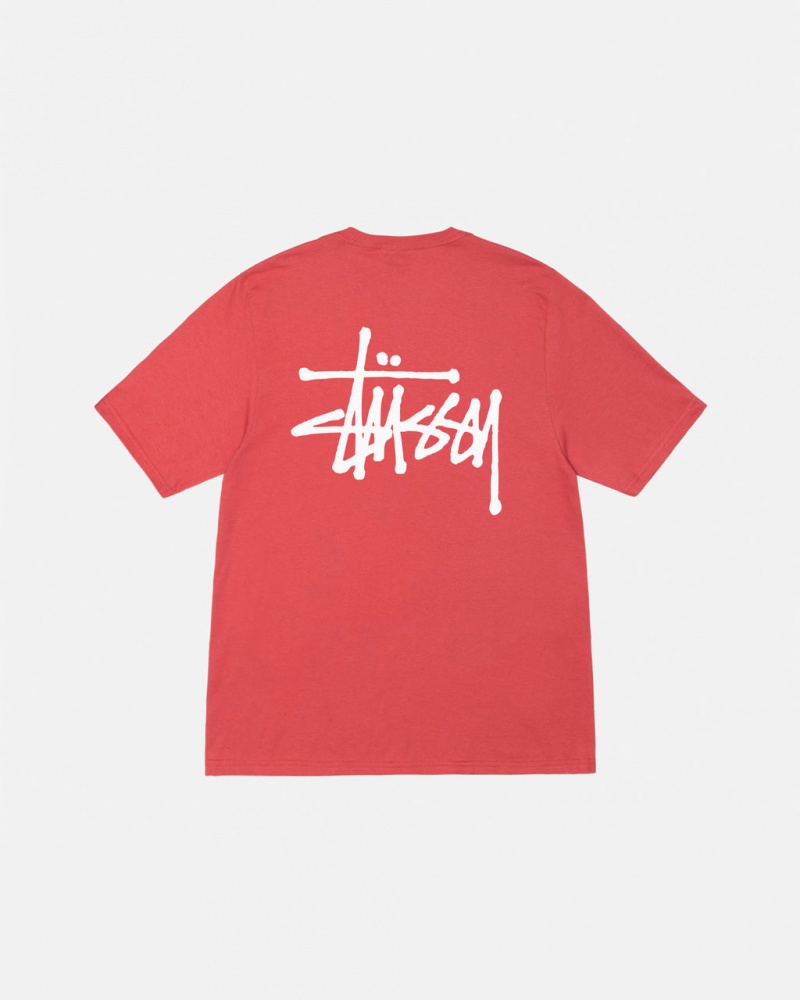 Stussy Basic Stussy Tee - Mens Kort Sleeve T-Shirt Rood | NLJKU89987